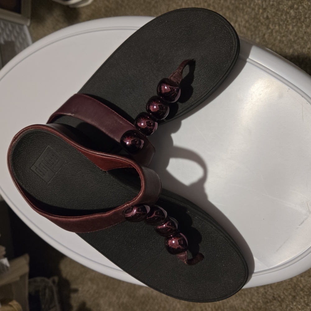 Chic Maroon Beaded Sandals